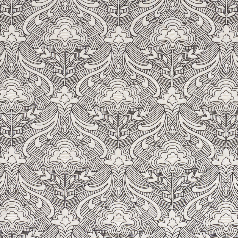 Hendrix Embroidery Black 76162 by Schumacher Fabric Schumacher Fabric Hendrix Embroidery Black 76162Fabric LINEN 39% INDIA </p><p>Repeat: H: HORZ. 12 7/8" (33CM) , V: VERT. 14 1/2" (37CM) 51 - Fabric Carolina -