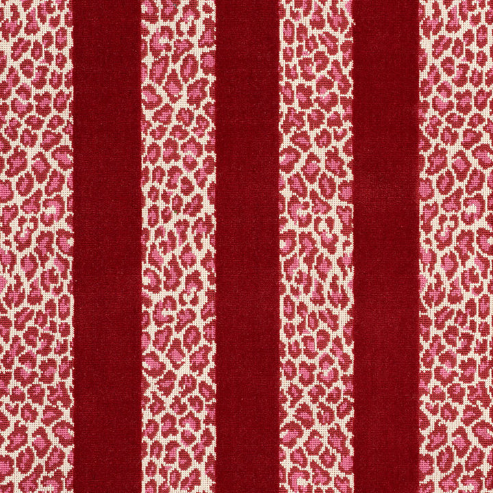 Guepard Stripe Velvet Red 77143 by Schumacher Designer Fabric TIMOTHY CORRIGAN See Sample BELGIUM MEDIUM DUTY </p><p>Repeat: Horizontal: 13 1/2" and Vertical: 8 7/8" 54" (137CM) - Swanky Fabrics -