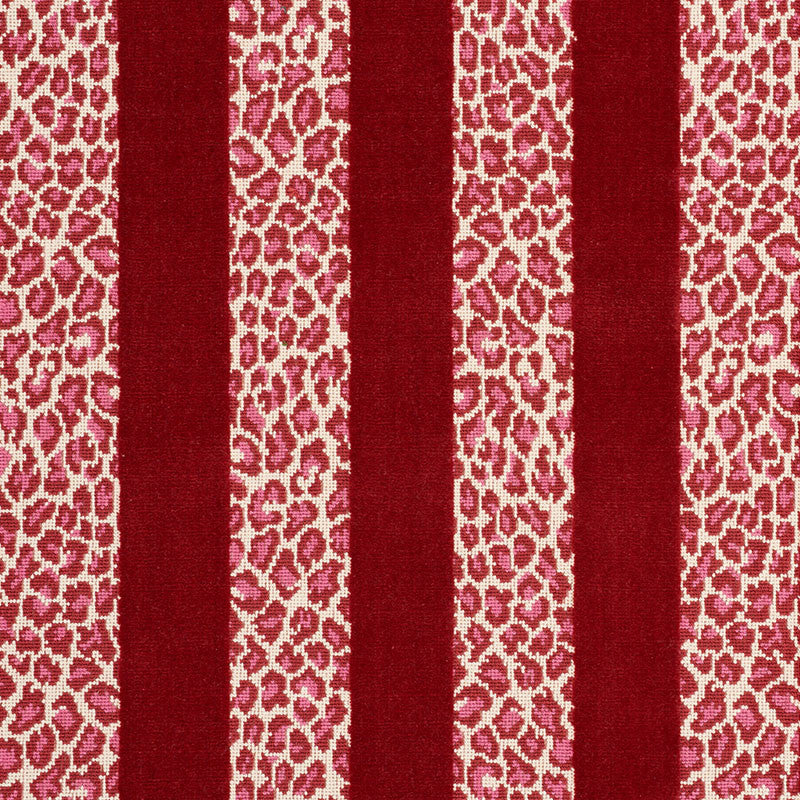Guepard Stripe Velvet Red 77143 by Schumacher Fabric Schumacher Fabric Guepard Stripe Velvet Red 77143Fabric COTTON 90% BELGIUM </p><p>Repeat: H: 13 1/2" , V: 8 7/8" 54 - Fabric Carolina -