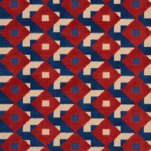 Dazzle Ship Velvet Blue & Red 77241 by Schumacher Designer Fabric