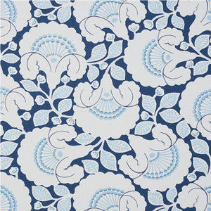Jackie Applique Embroidery Blue 77301 by Schumacher Designer Fabric