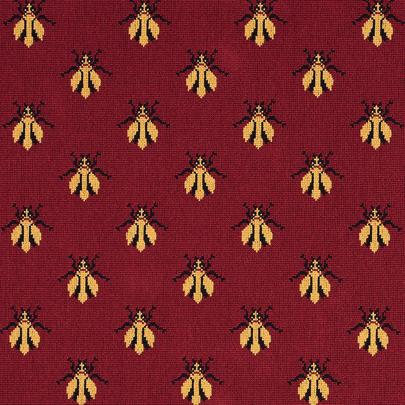 Bee Epingle Red 77410 by Schumacher Designer Fabric CUT & PATTERNED VELVETS COTTON 91% POLYESTER 9% BELGIUM </p><p>Repeat: Horizontal: 4 1/2" (11CM) and Vertical: 4" (10CM) 54 - Swanky Fabrics -
