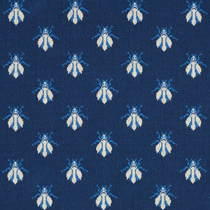 Bee Epingle Blue 77411 by Schumacher Designer Fabric