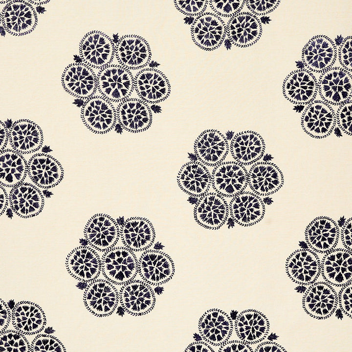 Isla Hand Embroidery Slate 77492 by Schumacher Designer Fabric NEW TRADITIONAL II See Sample INDIA - </p><p>Repeat: Horizontal: 26 1/4" (67CM) and Vertical: 21" (53CM) 57" (145CM) - Swanky Fabrics -
