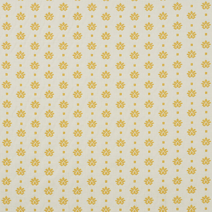 Brunel Yellow 77532 by Schumacher Designer Fabric NEW TRADITIONAL II COTTON 100% INDIA </p><p>Repeat: Horizontal: 3 3/8" (9CM) and Vertical: 2 1/4" (6CM) 54.5 - Swanky Fabrics -