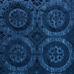 Suzani Strie Velvet Sapphire 77640 by Schumacher Designer Fabric