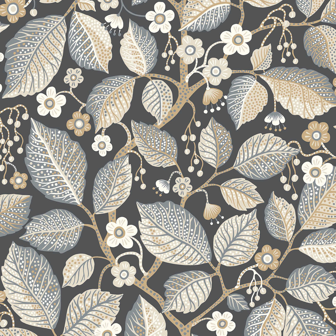 Elm Tree Charcoal And Neutral 7786 by Schumacher Designer Wallcovering