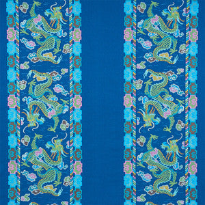 Lotan Dragon Embroidery Blue 78091 by Schumacher Designer Fabric