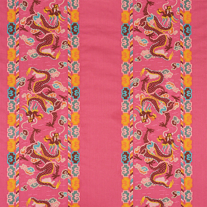 Lotan Dragon Embroidery Pink 78092 by Schumacher Fabric Schumacher Fabric Lotan Dragon Embroidery Pink 78092Fabric LINEN 65% INDIA </p><p>Repeat: H: HORZ. 26 1/2" (67CM) , V: VERT. 30" (76CM) 58.5 - Fabric Carolina -