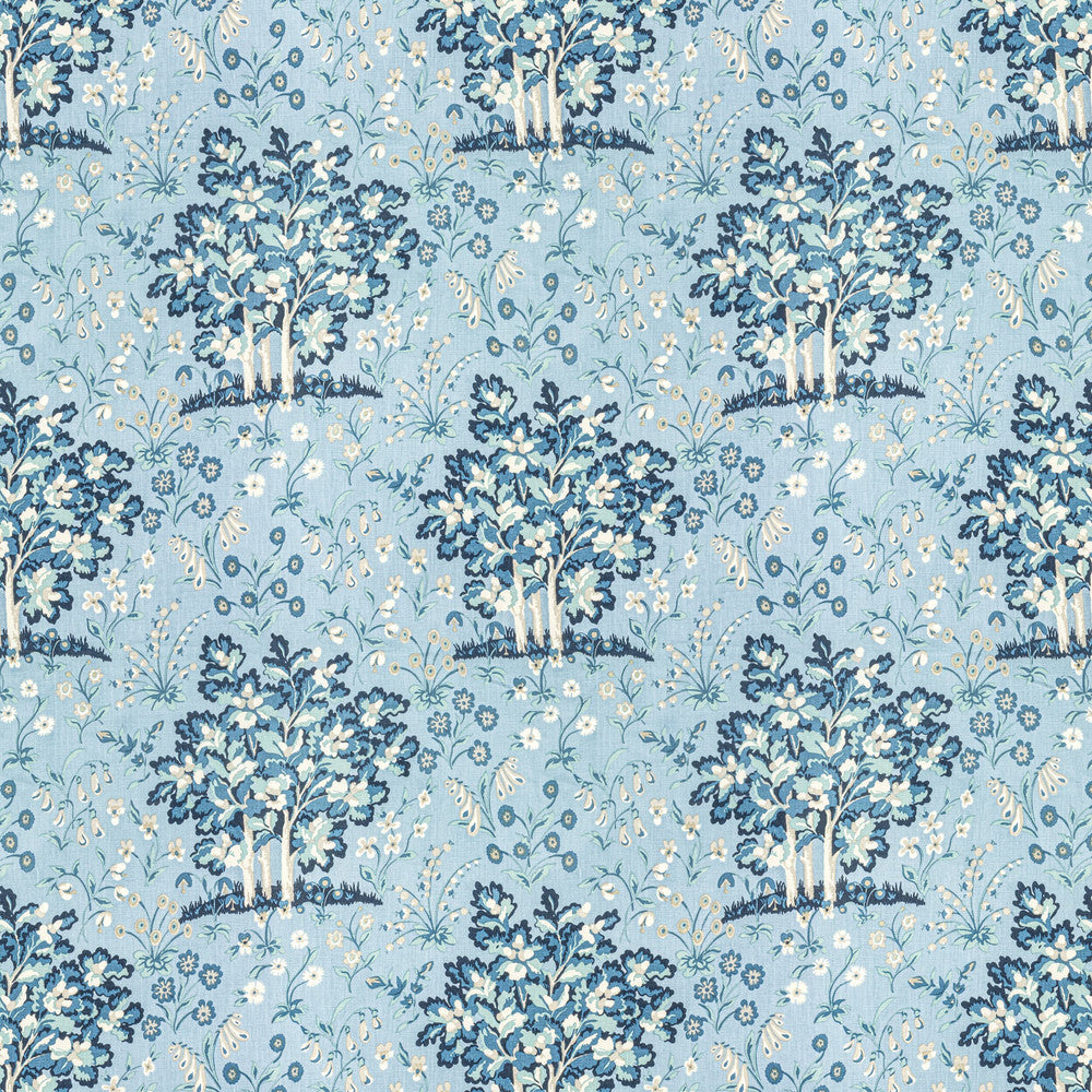 7813-2 Medieval Garden Ocean by Bassett Mcnab Designer Fabric BASSETT MCNAB SIGNATURE 100%LIN USA WYZENBEEK 20 000 DOUBLE RUB WEAR TEST (HEAVY DUTY) FLAME RETARDANT-N.F.P.A. 701 SMALL SCALE Horizontal: 27.000 and Vertical: 25.250 54 in - Swanky Fabrics -