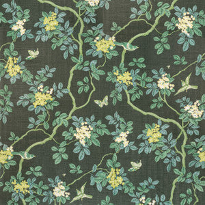 7814-15 Birds And Butterfly Herringbone Woodland by Bassett Mcnab Designer Fabric