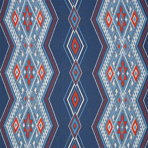 Bayeta Embroidery Blue & Red 78150 by Schumacher Designer Fabric