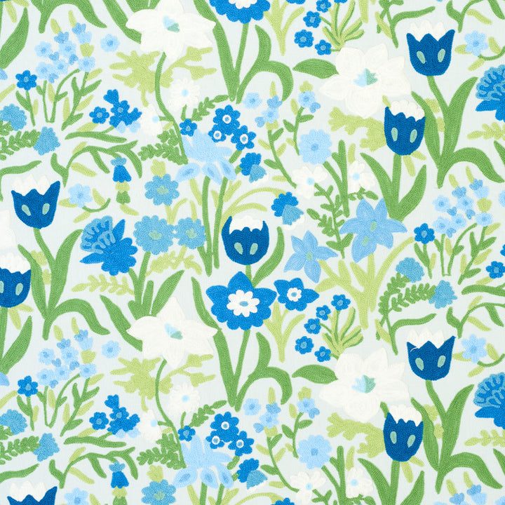 Crewel Garden Sky 78290 by Schumacher Designer Fabric EXQUISITE EMBROIDERIES LINEN 60% COTTON 40% INDIA </p><p>Repeat: Horizontal: 25 1/2" (65CM) and Vertical: 9 3/4" (25CM) 51.5 - Swanky Fabrics -