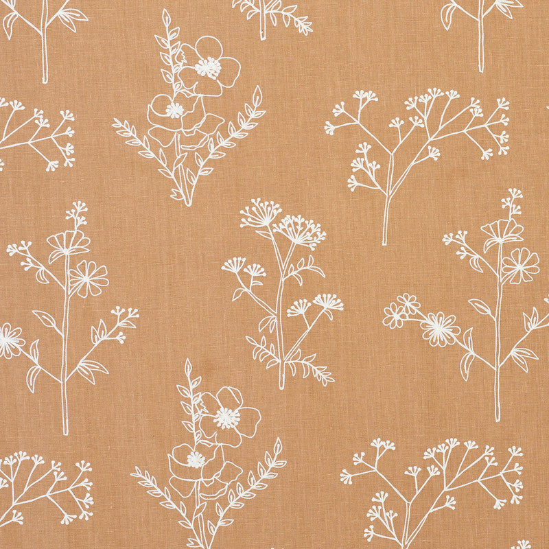 Lisbeth Embroidery Camel 78361 by Schumacher Designer Fabric EXQUISITE EMBROIDERIES See Sample INDIA - </p><p>Repeat: Horizontal: 17 3/8" (44CM) and Vertical: 14 3/4" (37CM) 54" - Swanky Fabrics -