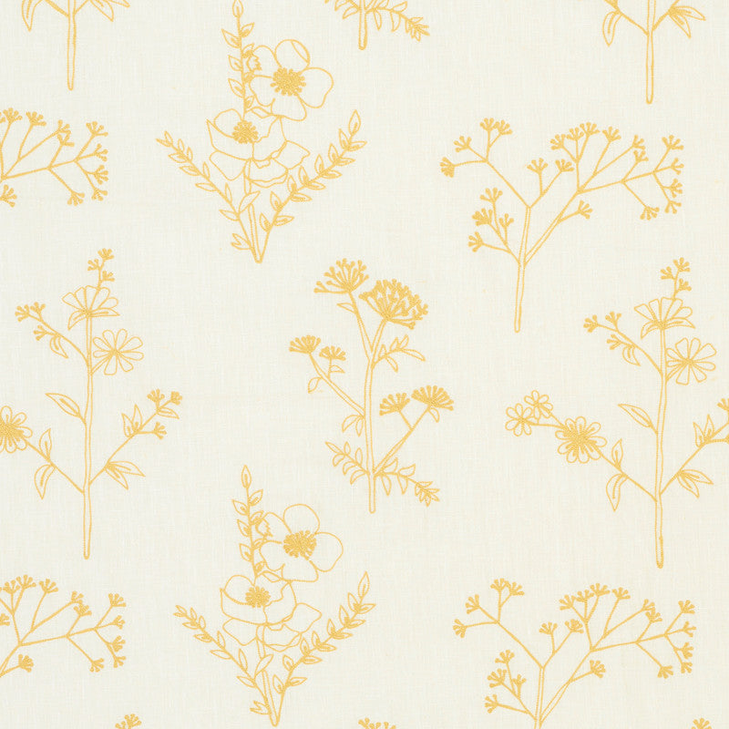 Lisbeth Embroidery Marigold 78362 by Schumacher Fabric Schumacher Fabric Lisbeth Embroidery Marigold 78362Fabric LINEN 100% INDIA </p><p>Repeat: H: HORZ. 17 3/8" (44CM) , V: VERT. 14 3/4" (37CM) 54 - Fabric Carolina -