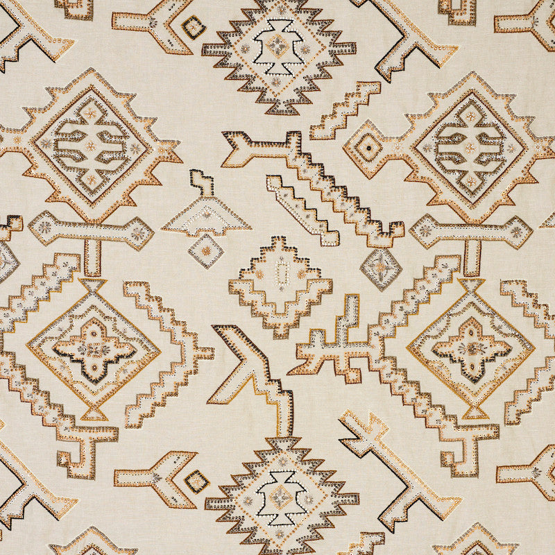 Ezma Embroidery Neutral 78380 by Schumacher Designer Fabric EXQUISITE EMBROIDERIES See Sample INDIA - </p><p>Repeat: Horizontal: 25 1/2" (65CM) and Vertical: 31" (79CM) 51" - Swanky Fabrics -