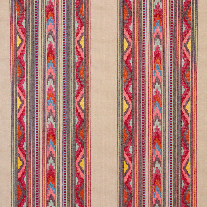 Zarzuela Stripe Embroidery Multi 78392 by Schumacher Designer Fabric EXQUISITE EMBROIDERIES See Sample INDIA - </p><p>Repeat: Horizontal: 13 1/4" (34CM) and Vertical: 7 7/8" (20CM) 53" - Swanky Fabrics -