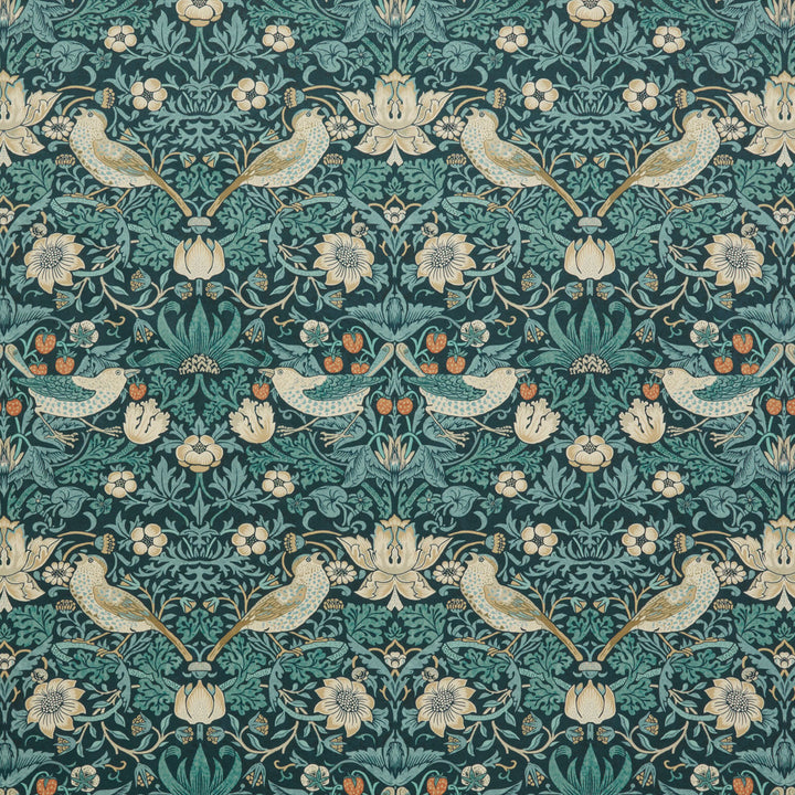 7870 Strawberry Thief Velvet 3 Navy by Wmah Fabric Wmah Fabric 7870 Strawberry Thief Velvet 3 NavyFabric WILLIAM MORRIS AT HOME KELMSCOTT GARDENS VOL 1 100%POL TURKEY </p><p>Repeat: H: 18.000, V: 14.125 54 in - Fabric Carolina -
