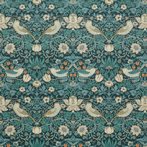 7870 Strawberry Thief Velvet 3 Navy by Wmah Designer Fabric