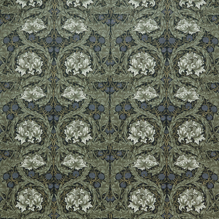 7877 African Marigold Velvet 1 Ink by Wmah Fabric Wmah Fabric 7877 African Marigold Velvet 1 InkFabric WILLIAM MORRIS AT HOME KELMSCOTT GARDENS VOL 2 100%POL TURKEY </p><p>Repeat: H: 27.125, V: 16.125 54 in - Fabric Carolina -