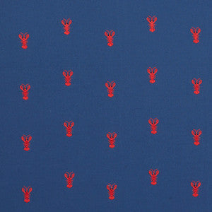Lobster Embroidery Navy 78800 by Schumacher Designer Fabric