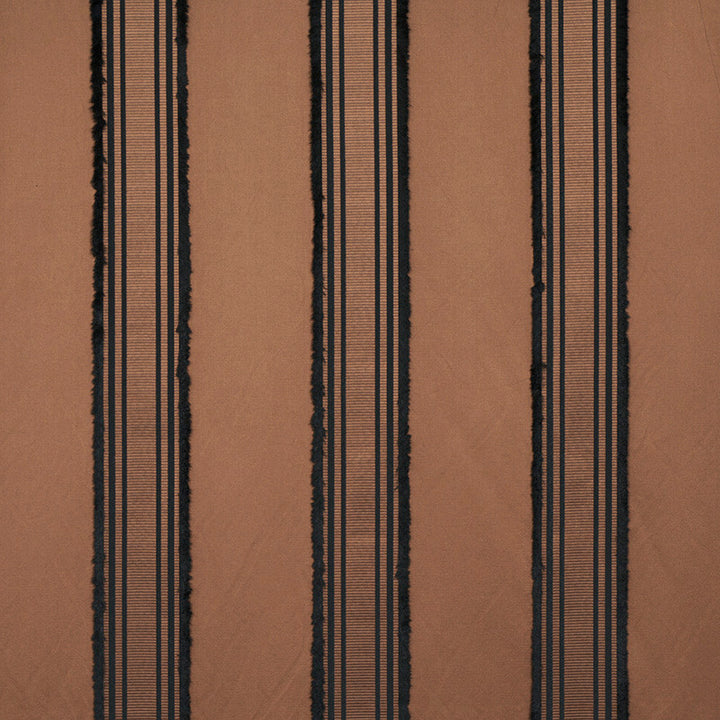 Senza Satin Stripe Brown 79451 by Schumacher Designer Fabric MISTERIOSO COTTON 43% VISCOSE 33% ITALY </p><p>Repeat: Horizontal: 9 1/8" (23CM) and Vertical: 56.5 - Swanky Fabrics -