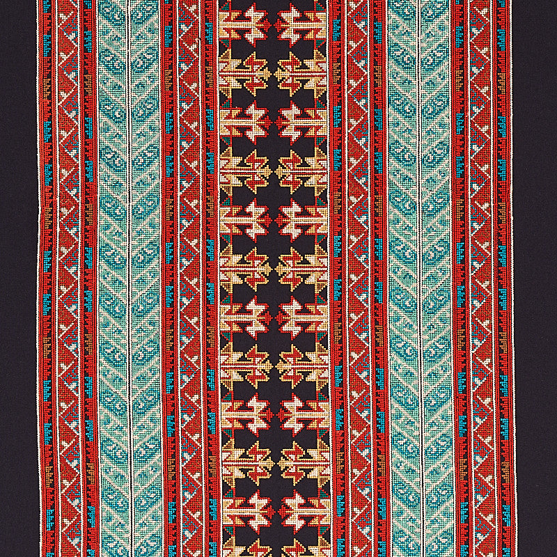 Vinka Embroidery Red & Black 79621 by Schumacher Fabric Schumacher Fabric Vinka Embroidery Red & Black 79621Fabric COTTON 52% INDIA </p><p>Repeat: H: HORZ. 26 1/2" (67CM) , V: VERT. 7 7/8" (20CM) 53 - Fabric Carolina -
