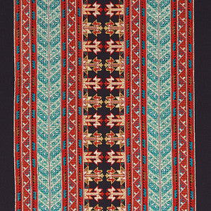 Vinka Embroidery Red & Black 79621 by Schumacher Designer Fabric