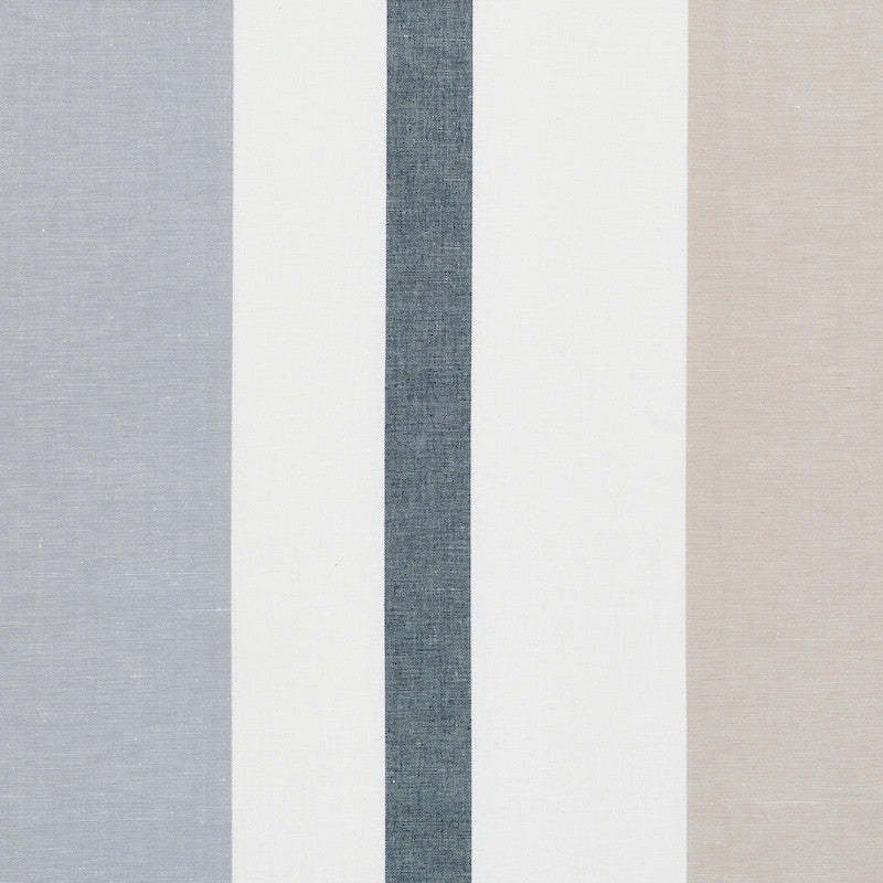 Lolland Linen Stripe Grey & Sand 79660 by Schumacher Designer Fabric SCANDINAVIAN MODERN See Sample INDIA - </p><p>Repeat: Horizontal: 54" (137CM) and Vertical: - 54" (137CM) - Swanky Fabrics -