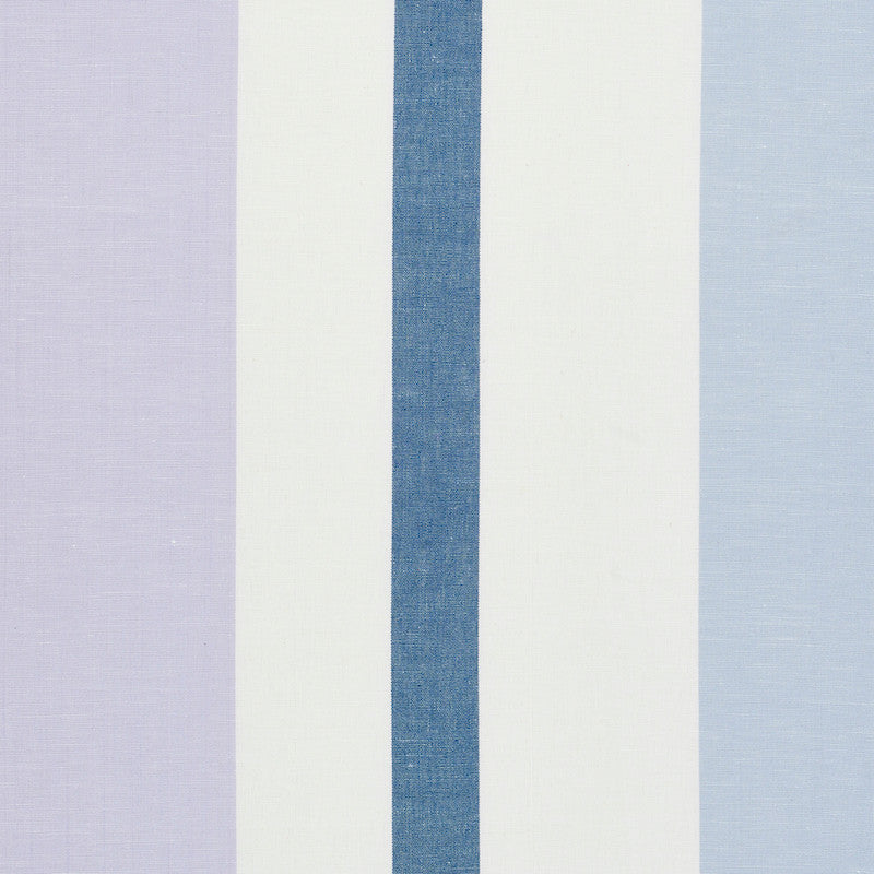 Lolland Linen Stripe Lilac & Blue 79661 by Schumacher Designer Fabric SCANDINAVIAN MODERN See Sample INDIA - </p><p>Repeat: Horizontal: 54" (137CM) and Vertical: - 54" (137CM) - Swanky Fabrics -