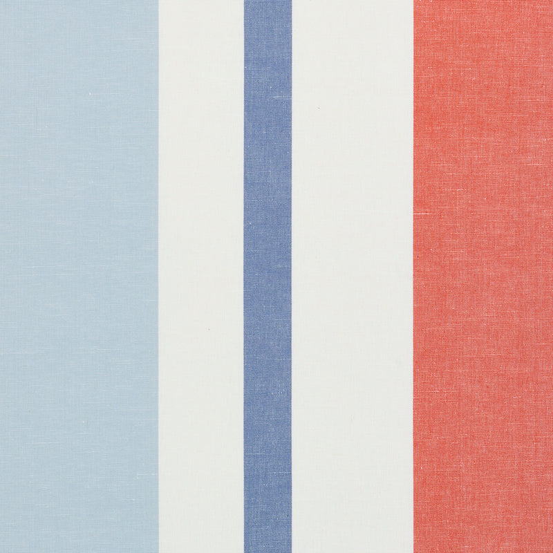 Schumacher Fabric Lolland Linen Stripe Sky & Coral 79662 - 4 5/8 Yards