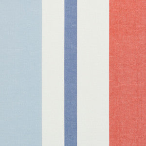 Lolland Linen Stripe Sky & Coral 79662 by Schumacher Designer Fabric