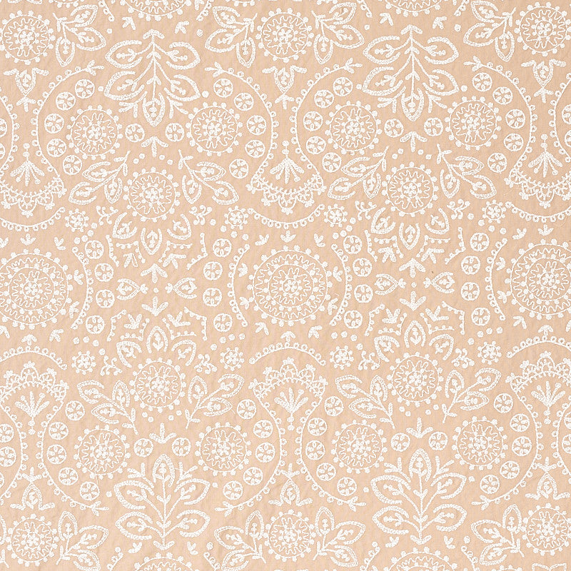 Tiana Embroidery Natural 79861 by Schumacher Fabric Schumacher Fabric Tiana Embroidery Natural 79861Fabric COTTON 100% INDIA </p><p>Repeat: H: HORZ. 12 4/5" (32CM) , V: VERT. 31 1/2" (80CM) 54 - Fabric Carolina -