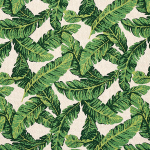 Tropical Leaf Epingle Green & Ivory 80090 by Schumacher Designer Fabric