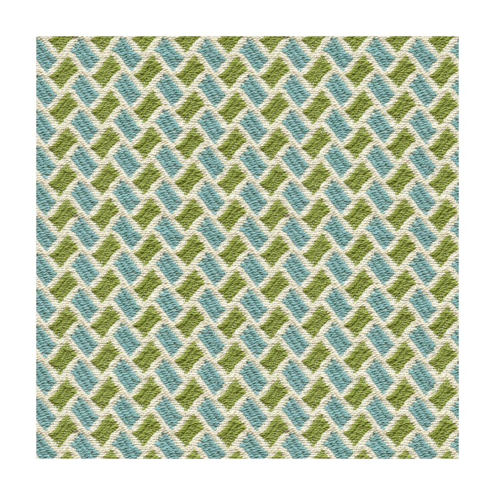 New Briquetage Aqua/Lime by Brunschwig & Fils Fabric Brunschwig & Fils Fabric New Briquetage Aqua/LimeFabric LES TROPIQUES COTTON - 100% United States </p><p>Repeat: H: 0.875, V: 0.688 51.75 - Fabric Carolina -