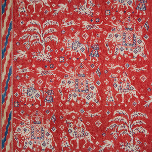 Aralam Print Flame/Cadet by Brunschwig & Fils Designer Fabric