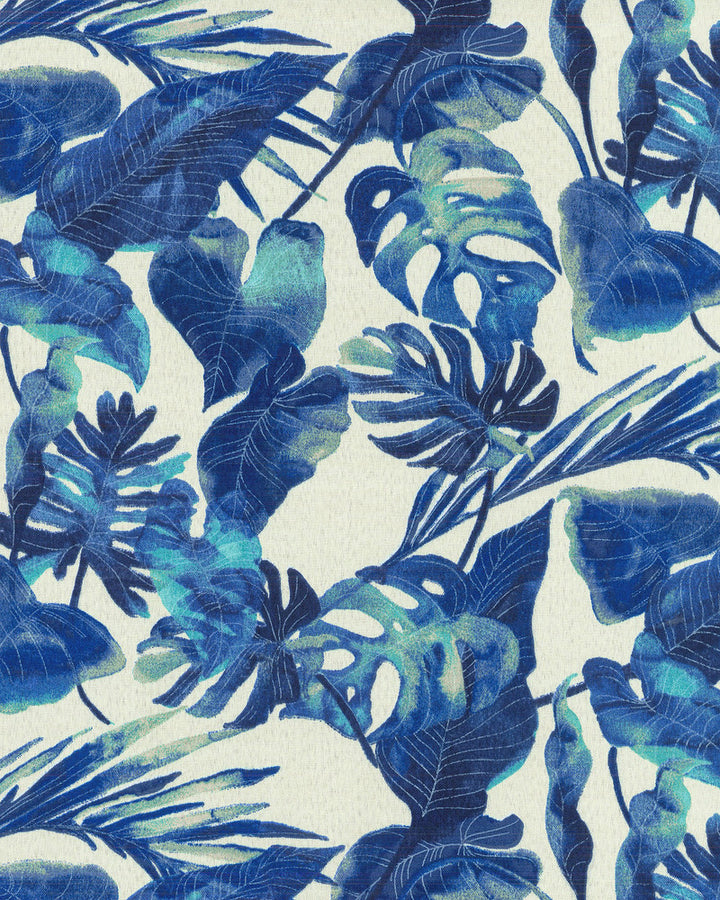 INKY PALMS INDIGO 801641 by Tommy Bahama Outdoor Designer Fabric - 55% Linen 45% Rayon USA 51000 Horizontal: 18 and Vertical: 13.5 54 - Swanky Fabrics -