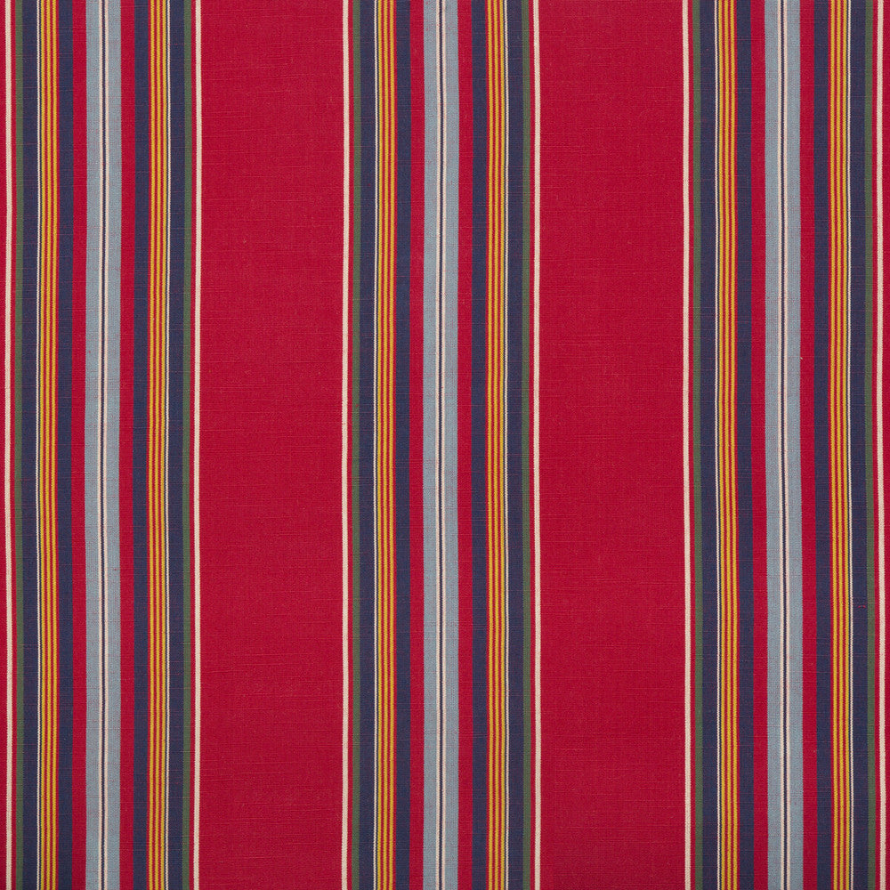 Verdon Stripe Red/Navy by Brunschwig & Fils Fabric Brunschwig & Fils Fabric Verdon Stripe Red/NavyFabric DURANCE COTTON - 100% India </p><p>Repeat: H: 7.5, V: 0 53 - Fabric Carolina -