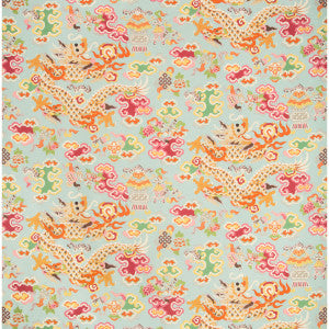 Ming Dragon Print Aqua by Brunschwig & Fils Designer Fabric