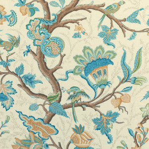 Louverne Print Aqua by Brunschwig & Fils Designer Fabric