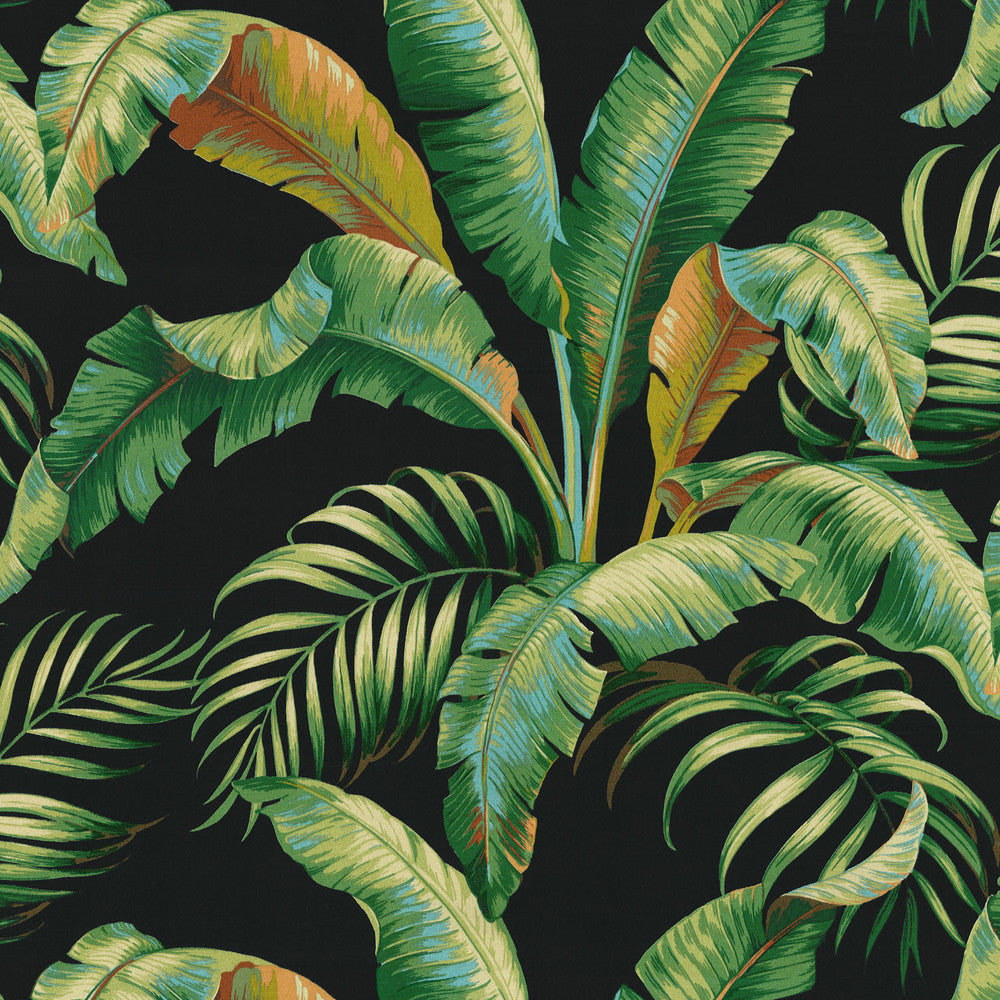 Palmiers Caviar 802190 by Tommy Bahama Outdoor Designer Fabric - 100%Polyester USA 51000 Horizontal: 27 and Vertical: 27 54 - Swanky Fabrics -