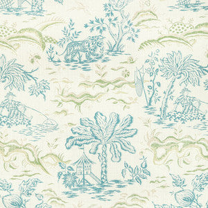 Valensole Print Teal/Leaf by Brunschwig & Fils Designer Fabric