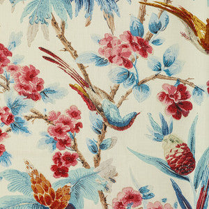 Gastaud Print Aqua/Berry by Brunschwig & Fils Designer Fabric