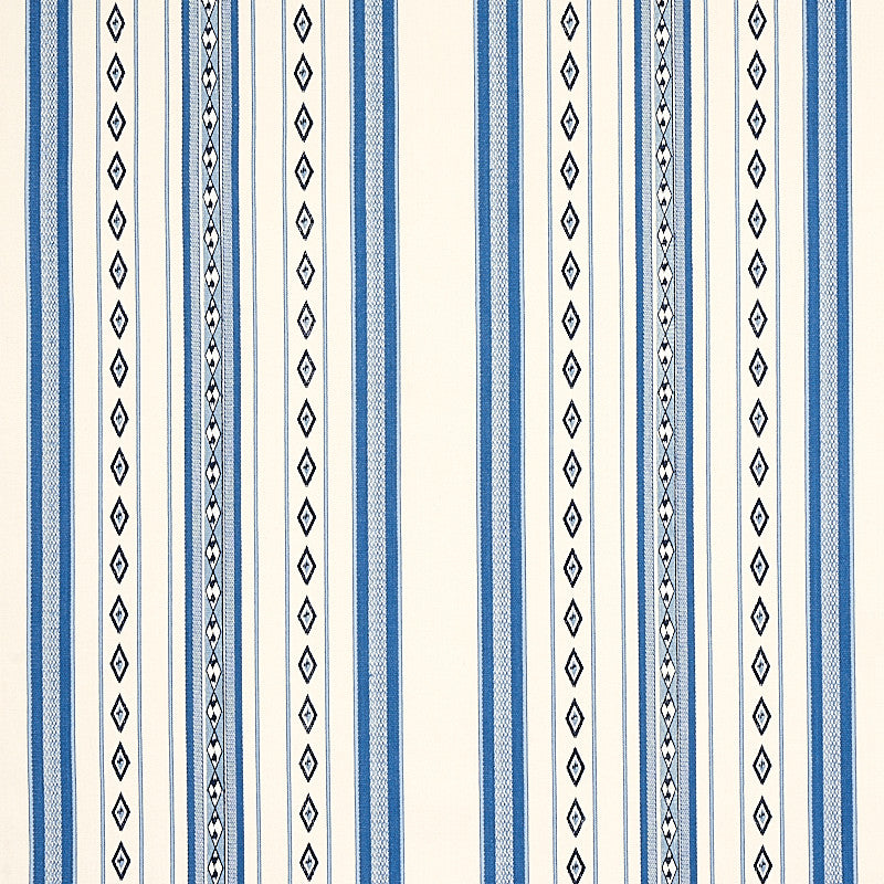 Dakota Stripe Blue 80271 by Schumacher Designer Fabric WORLD VIEW II COTTON 87% POLYESTER 13% INDIA </p><p>Repeat: Horizontal: 17 5/8" (45CM) and Vertical: 2" (5CM) 53 - Swanky Fabrics -