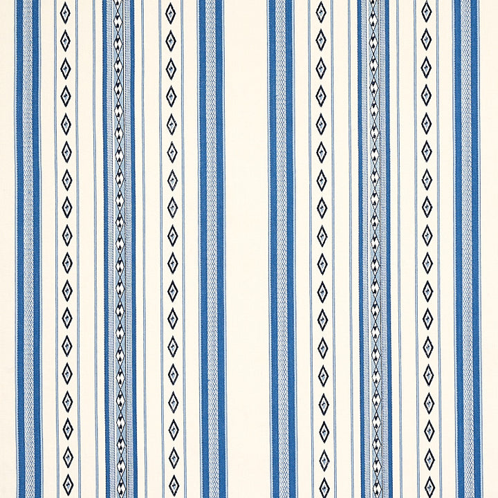 Dakota Stripe Blue 80271 by Schumacher Designer Fabric WORLD VIEW II COTTON 87% POLYESTER 13% INDIA </p><p>Repeat: Horizontal: 17 5/8" (45CM) and Vertical: 2" (5CM) 53 - Swanky Fabrics -