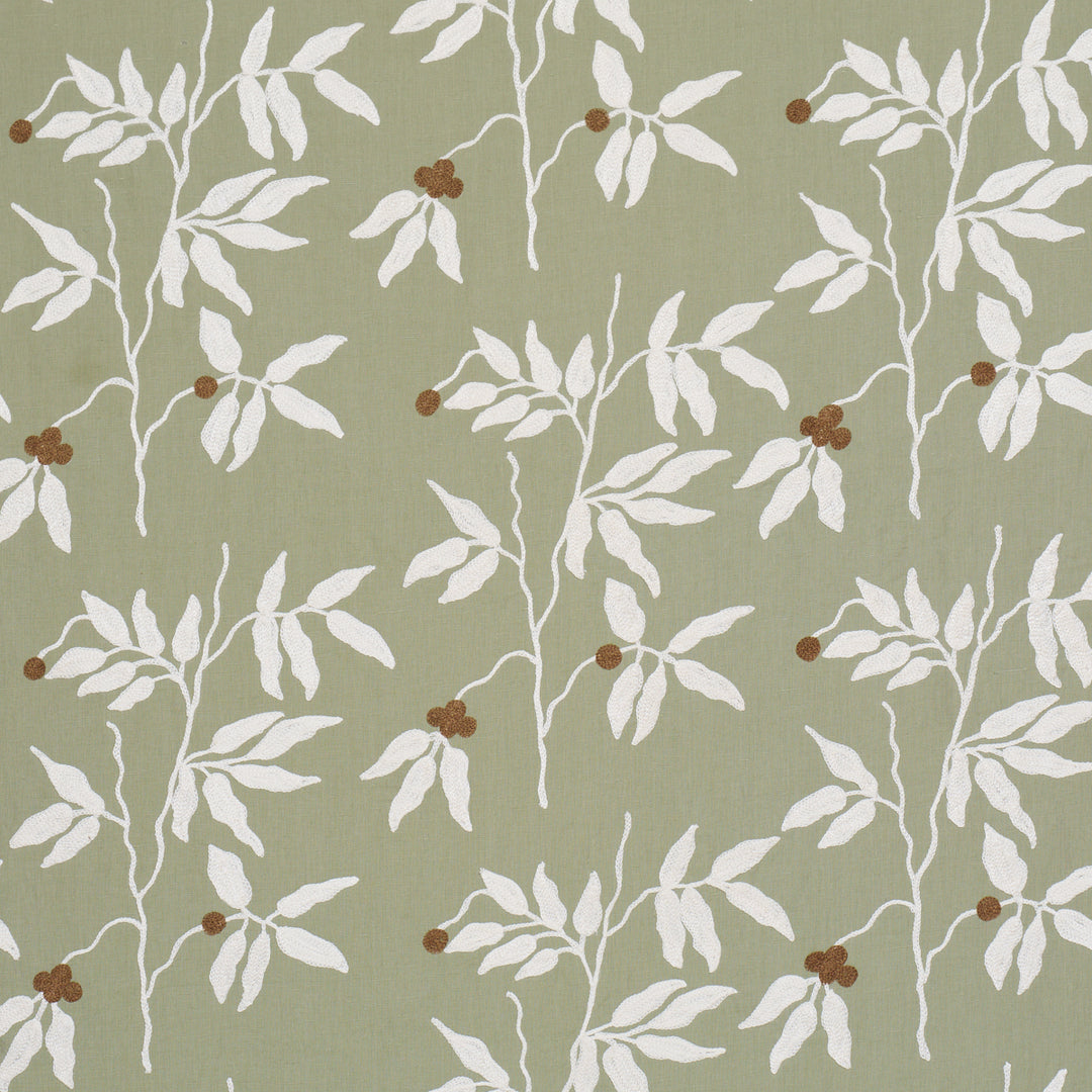 Lilla Embroidery Olive 80433 by Schumacher Designer Fabric