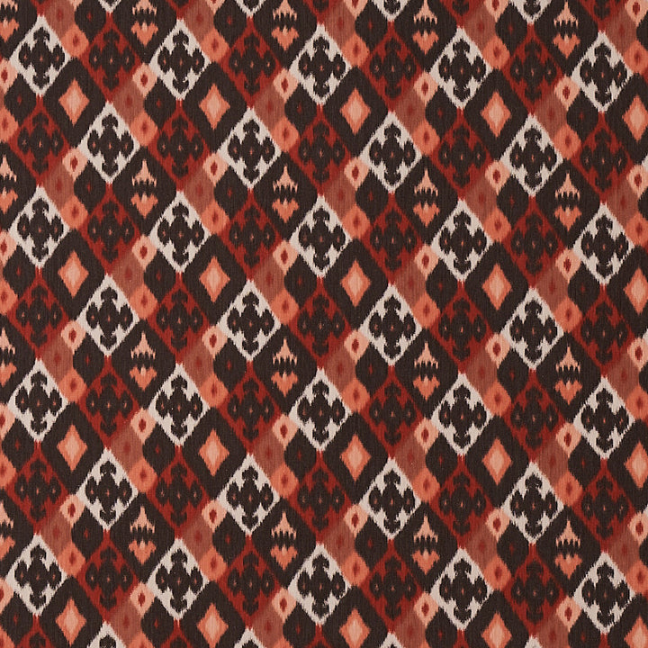 Sasha Diamond Ikat Terracotta 80660 by Schumacher Fabric Schumacher Fabric Sasha Diamond Ikat Terracotta 80660Fabric COTTON 100% SWITZERLAND </p><p>Repeat: H: HORZ. 5. 1/5" (13CM), V: VERT. 7 1/3" (19CM) 56 - Fabric Carolina -