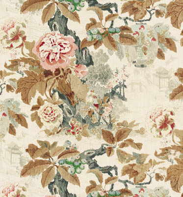 Chinese Lantern Browns by Lee Jofa Designer Fabric - LINEN - 100% Thailand LIGHT Horizontal: 0 and Vertical: 28.5 50 - Swanky Fabrics -