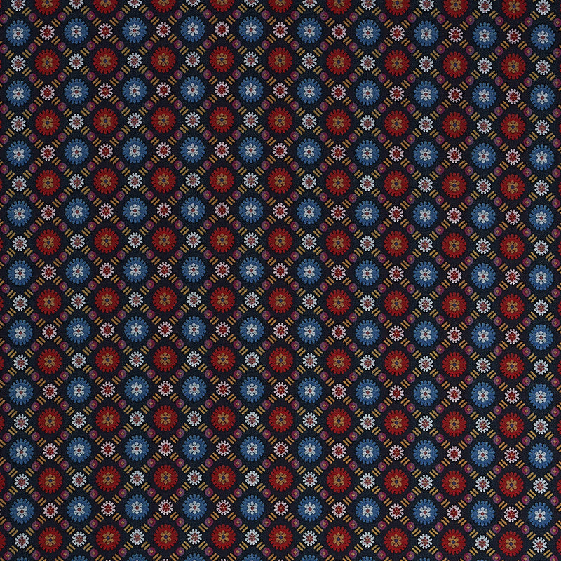 Larissa Navy 80770 by Schumacher Fabric Schumacher Fabric Larissa Navy 80770Fabric COTTON 100% INDIA </p><p>Repeat: H: HORZ. 1 1/2" (4CM), V: VERT. 1 1/2" (4CM) 54 - Fabric Carolina -
