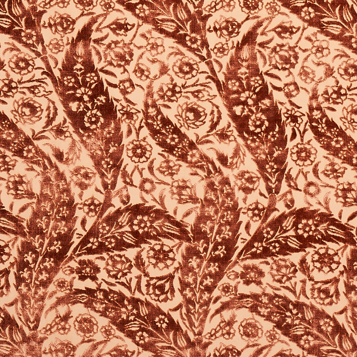 Saz Paisley Velvet Terracotta 80781 by Schumacher Fabric Schumacher Fabric Saz Paisley Velvet Terracotta 80781Fabric SILK 51% INDIA </p><p>Repeat: H: HORZ. 13 2/5" (34CM), V: VERT. 31 1/2" (80CM) 54.75 - Fabric Carolina -